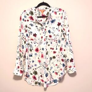 JOE FRESH Floral long sleeve button up Blouse - M